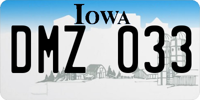 IA license plate DMZ033