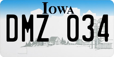 IA license plate DMZ034