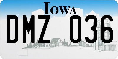 IA license plate DMZ036