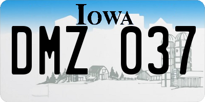 IA license plate DMZ037
