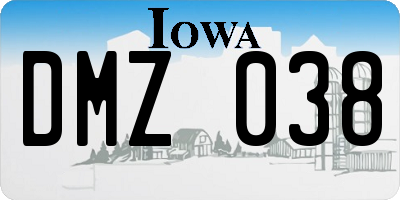 IA license plate DMZ038