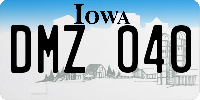 IA license plate DMZ040
