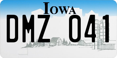 IA license plate DMZ041