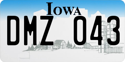 IA license plate DMZ043