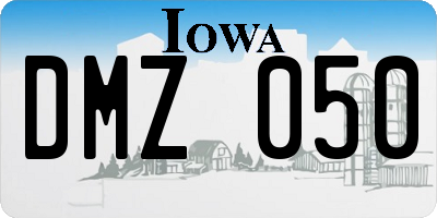 IA license plate DMZ050
