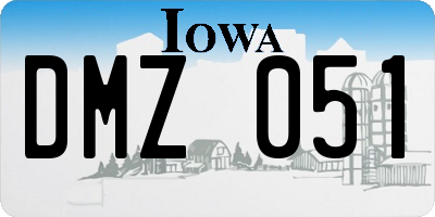 IA license plate DMZ051
