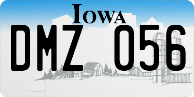 IA license plate DMZ056