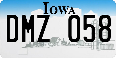 IA license plate DMZ058