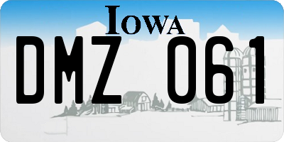 IA license plate DMZ061