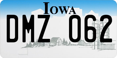 IA license plate DMZ062