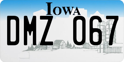 IA license plate DMZ067