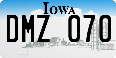 IA license plate DMZ070