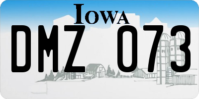 IA license plate DMZ073