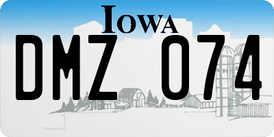 IA license plate DMZ074