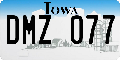 IA license plate DMZ077