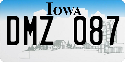 IA license plate DMZ087