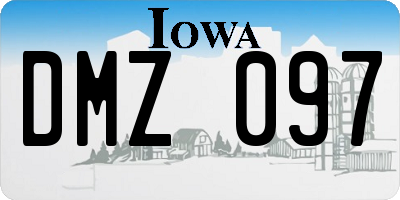IA license plate DMZ097