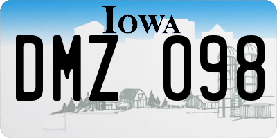 IA license plate DMZ098