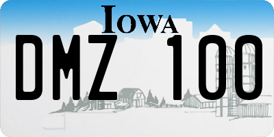 IA license plate DMZ100