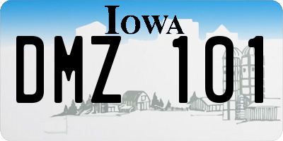 IA license plate DMZ101