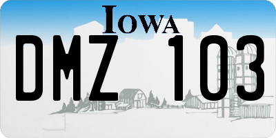 IA license plate DMZ103