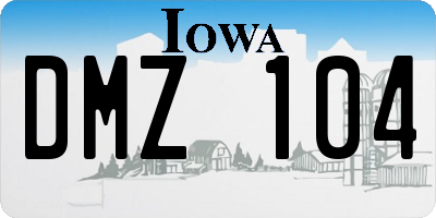 IA license plate DMZ104