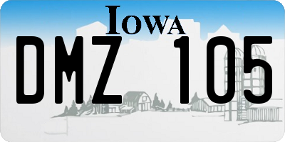 IA license plate DMZ105