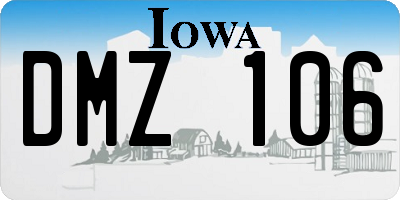 IA license plate DMZ106