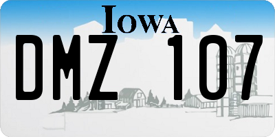 IA license plate DMZ107