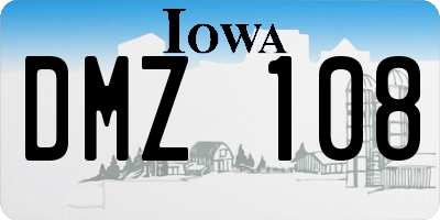 IA license plate DMZ108