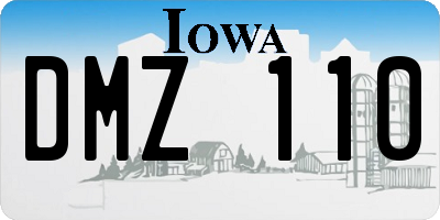 IA license plate DMZ110