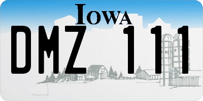 IA license plate DMZ111