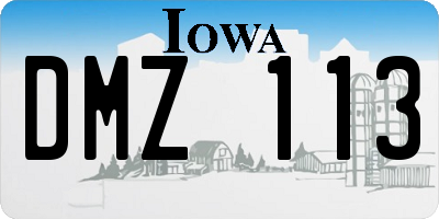 IA license plate DMZ113