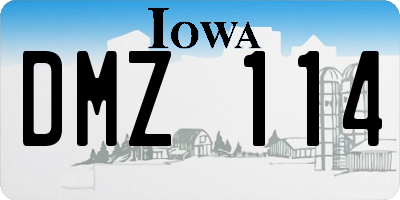IA license plate DMZ114