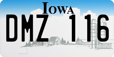 IA license plate DMZ116