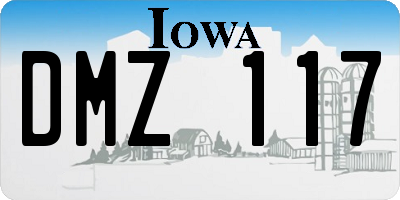 IA license plate DMZ117