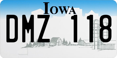 IA license plate DMZ118
