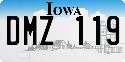 IA license plate DMZ119