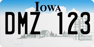 IA license plate DMZ123