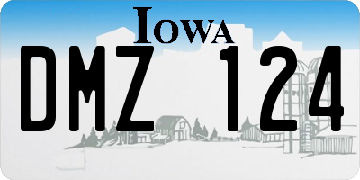 IA license plate DMZ124