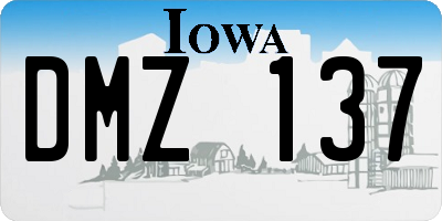 IA license plate DMZ137