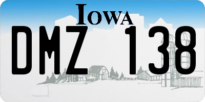 IA license plate DMZ138