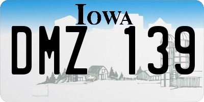 IA license plate DMZ139