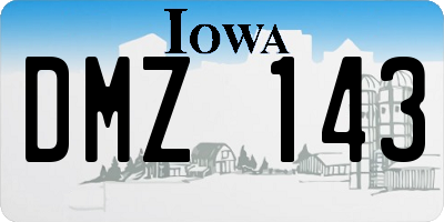IA license plate DMZ143