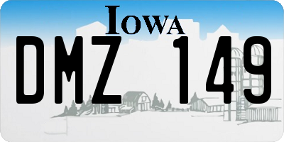 IA license plate DMZ149