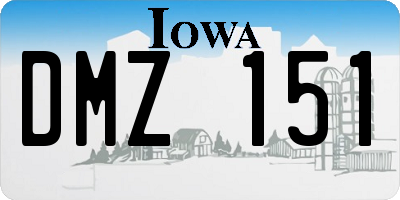 IA license plate DMZ151