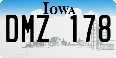 IA license plate DMZ178