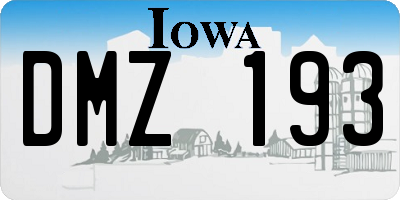 IA license plate DMZ193