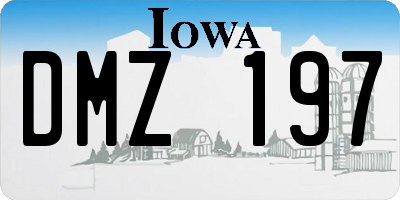 IA license plate DMZ197