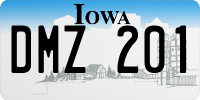 IA license plate DMZ201